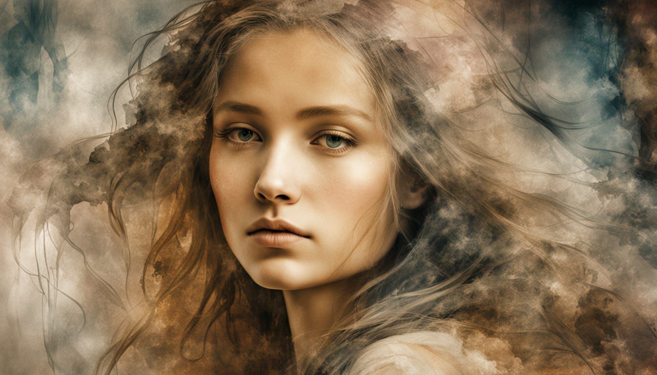 Surreal Portrait of Woman in Luminous Medieval Tavern