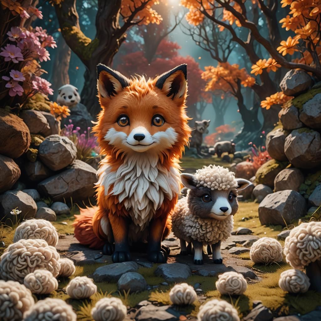 Chibi Fox and Sheep: A Fantastical Friendship
