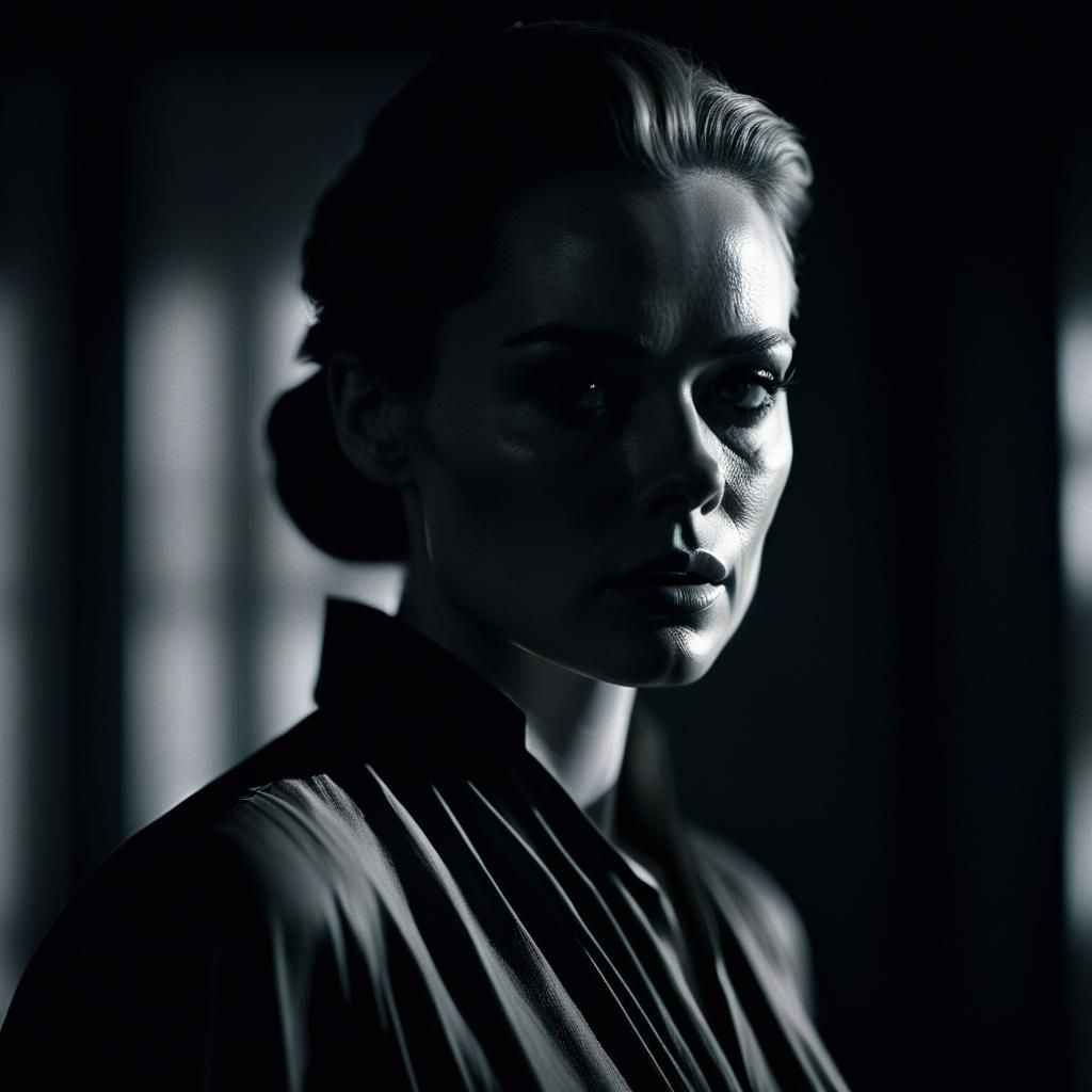 Dramatic Film Noir of a Nude Woman in Chiaroscuro