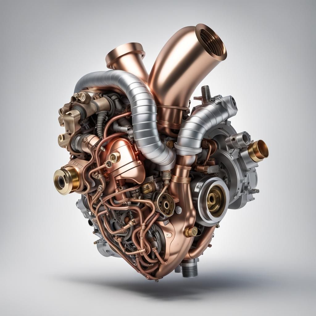 Cardio human heart made of automotive components featuring a...