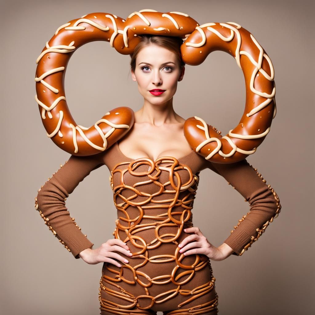 Woman in Pretzel Outfit: A Unique Design