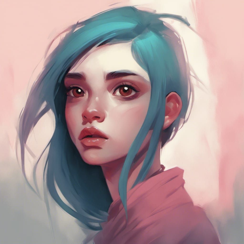 Charming Girl Portrait in Digital Painting Style