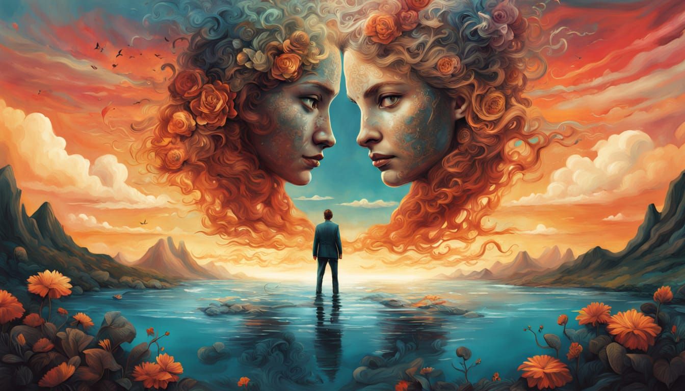 Surreal Digital Collage of Strength and Resilience