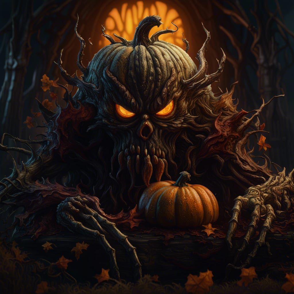 Detailed Pumpkin King Monster Fantasy Concept Art