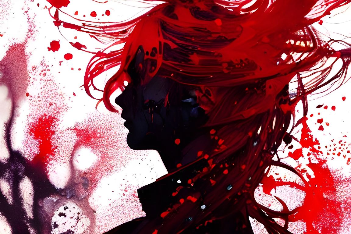 Silhouette Profile in Anime Style, Deep Colors