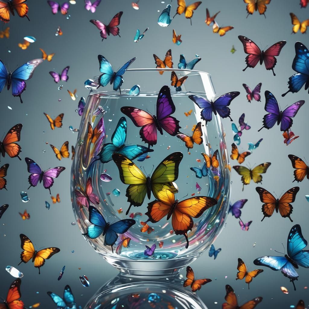Rainbow Water Butterfly: Detailed Matte Painting