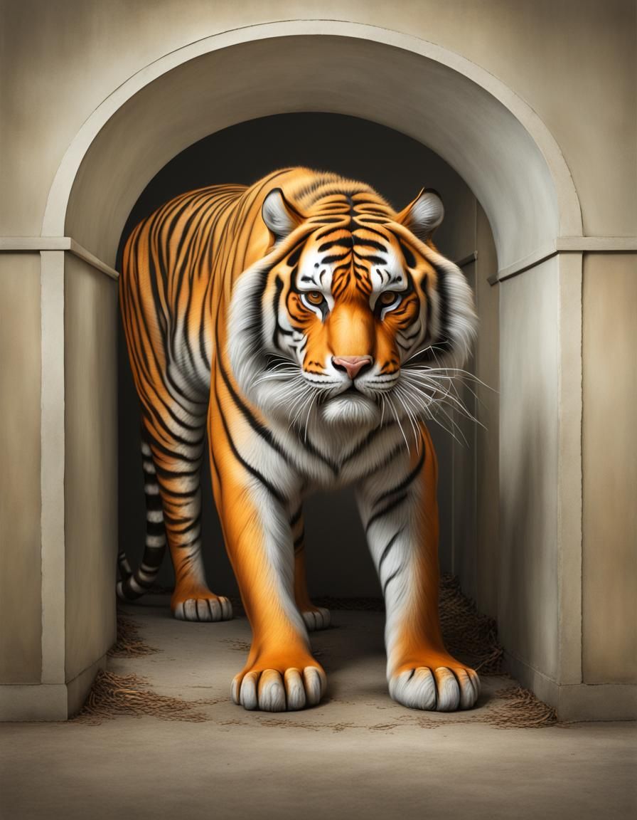 Trompe L'Oeil Tiger in Realistic 3D