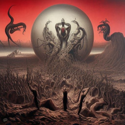 Snake Skeletons in Red Desert: Death Metal Album Cover