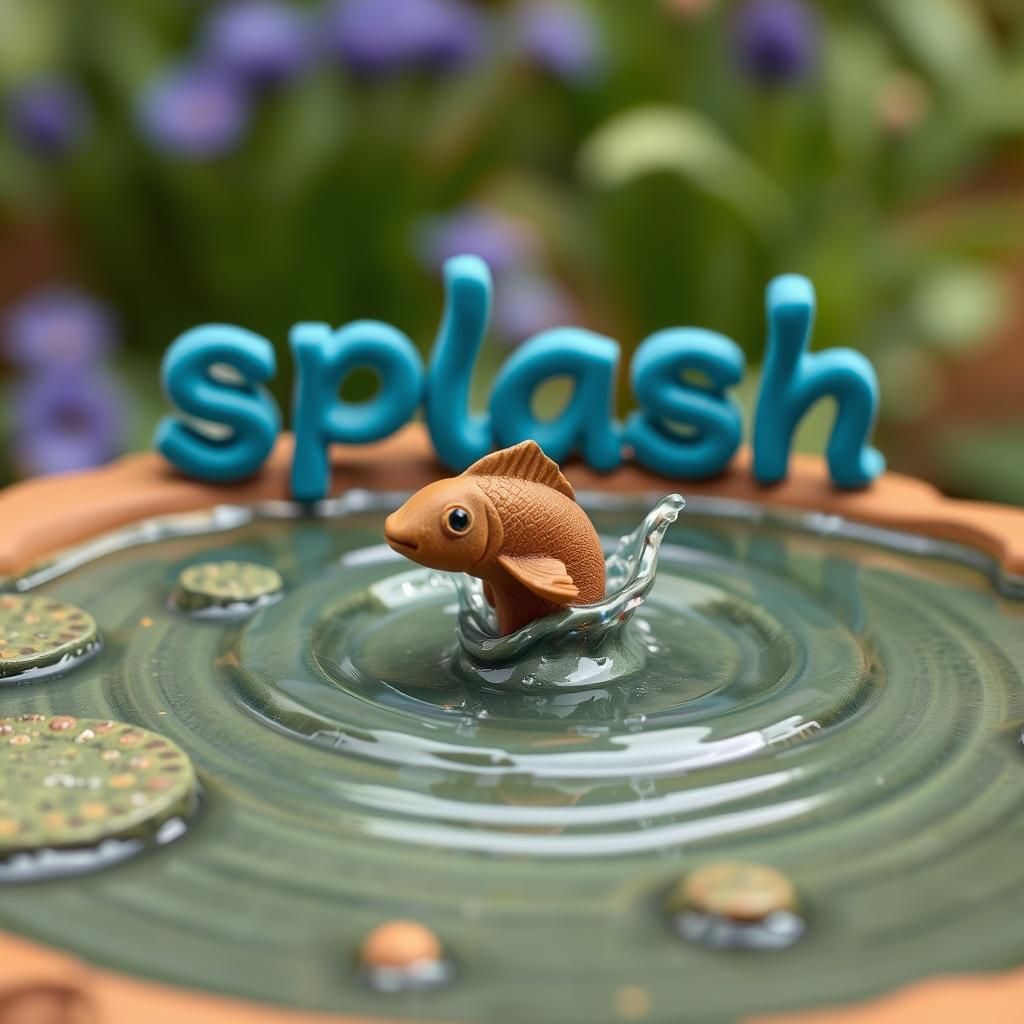 Clay Pond Diorama with Leaping Fish