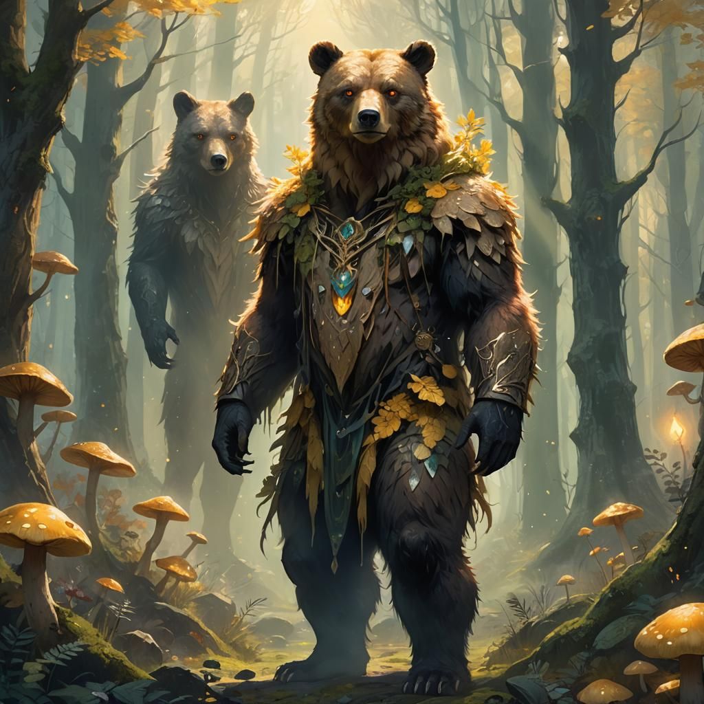 Mystical Forest Guardian: Bear Man Fox Hybrid