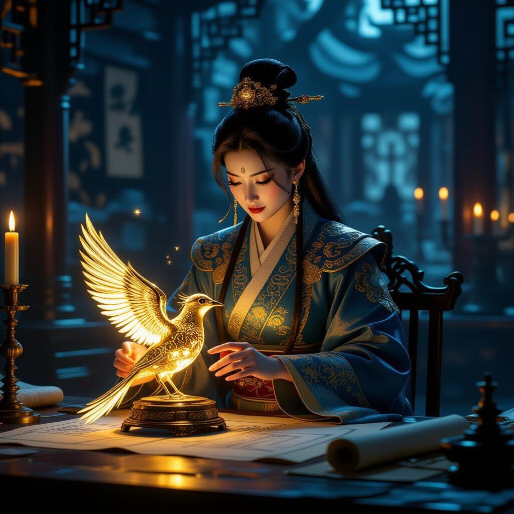 Regal Chinese Inventor Crafts Glowing Mechanical Nightingale