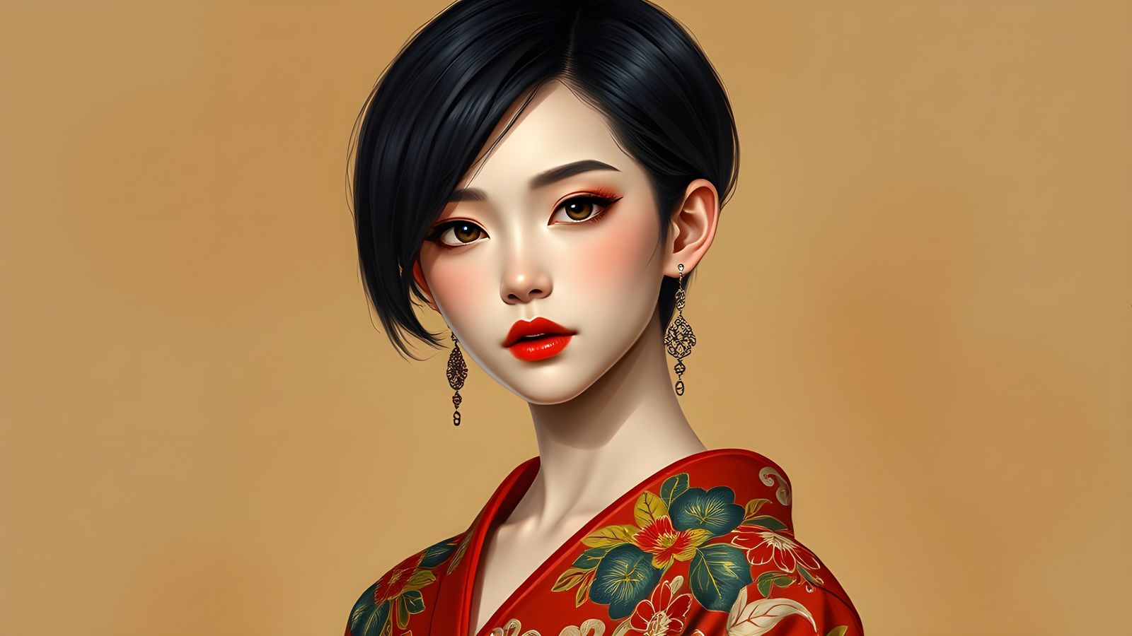 Pastel Dream Girl in Kimono with Floral Print