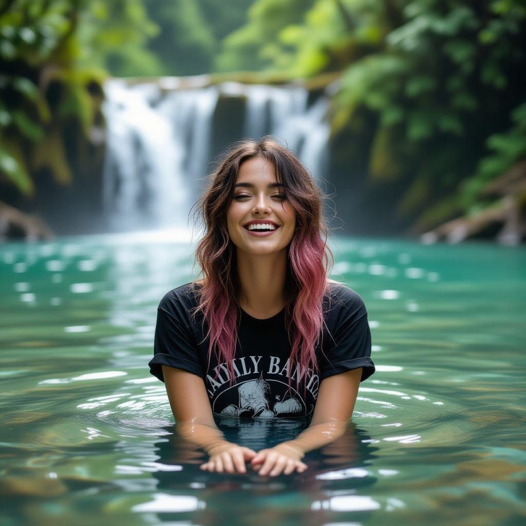 Serene Waterfall Scene in Moody Aesthetic