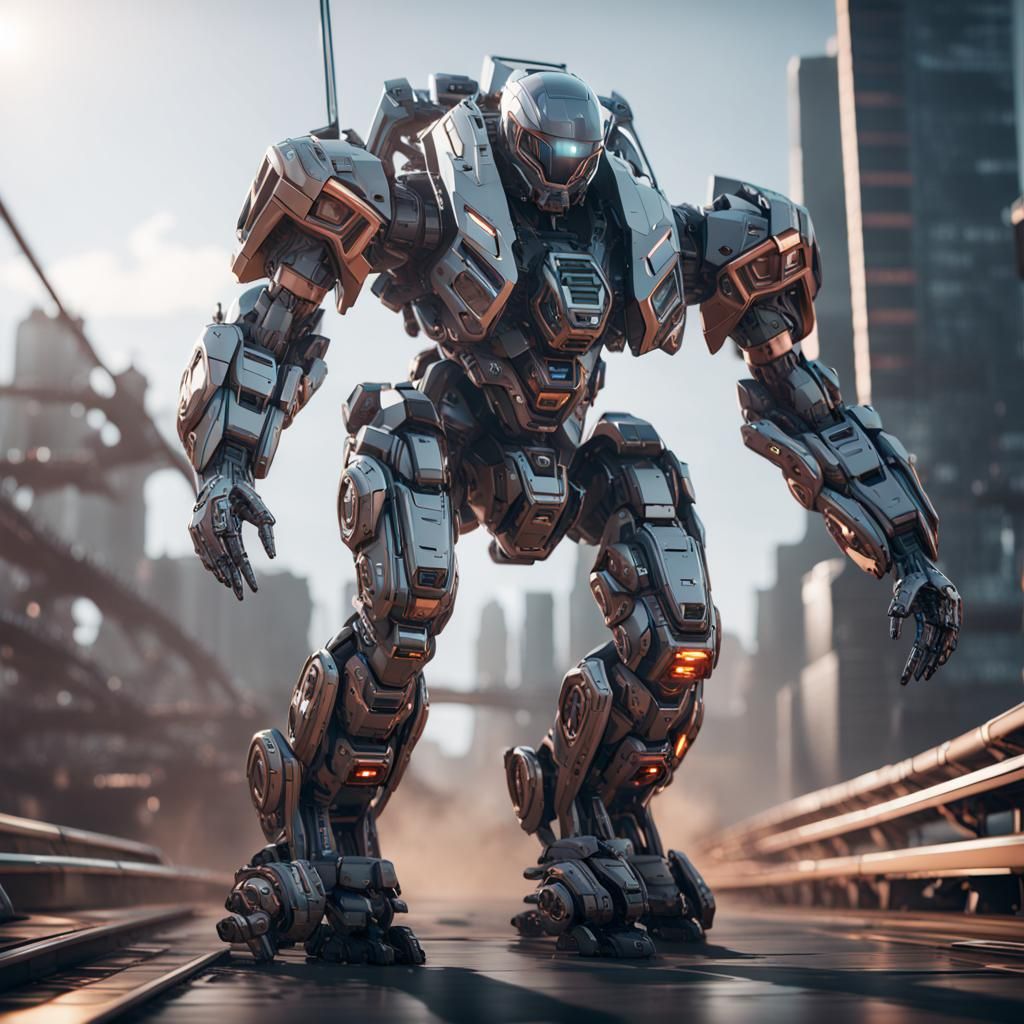 Man Driving Futuristic Mech Suit in 8K