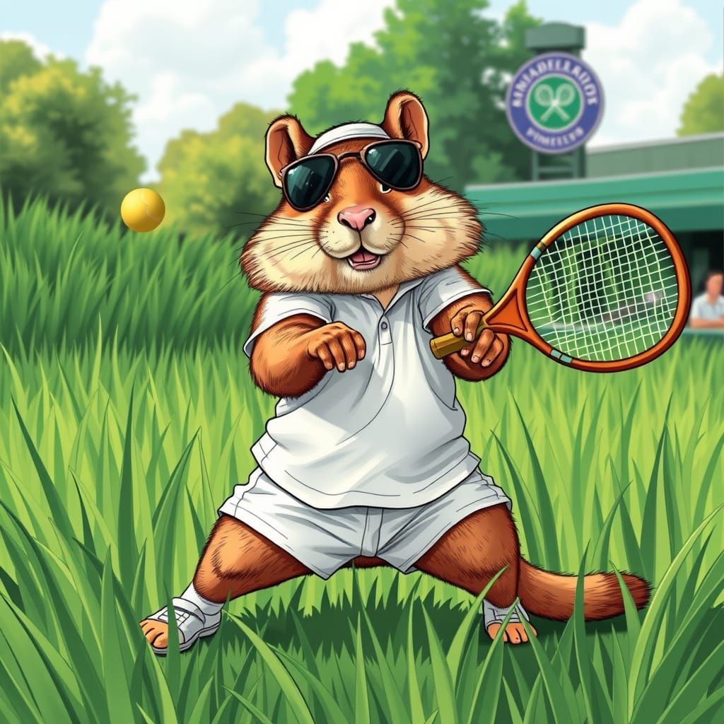 Gopher Competes at Wimbledon in Comic Book Art Style