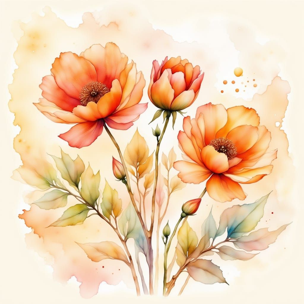 Vibrant Bohemian Watercolor Peonies