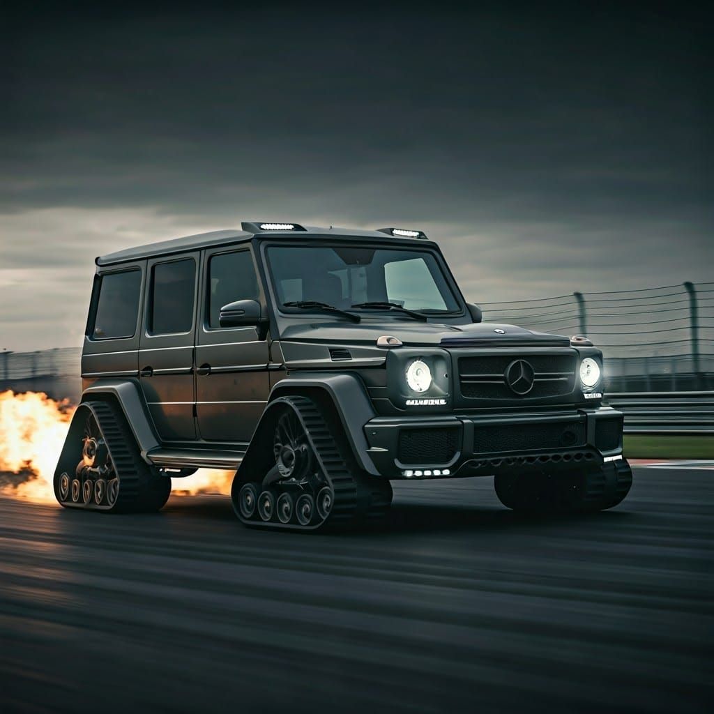 Modified Mercedes G Class Hypercar on Racing Circuit