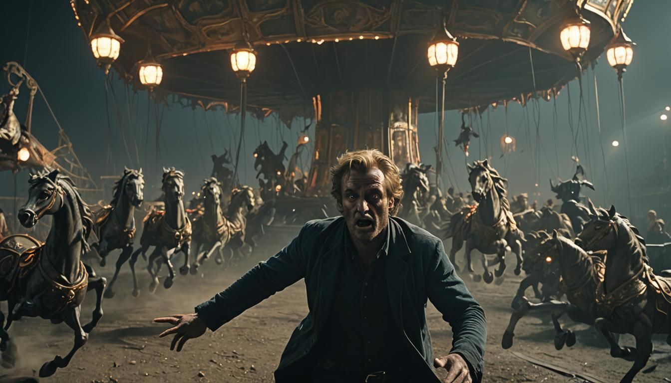 Decaying Horror Amusement Park in Dark Fantasy Realism