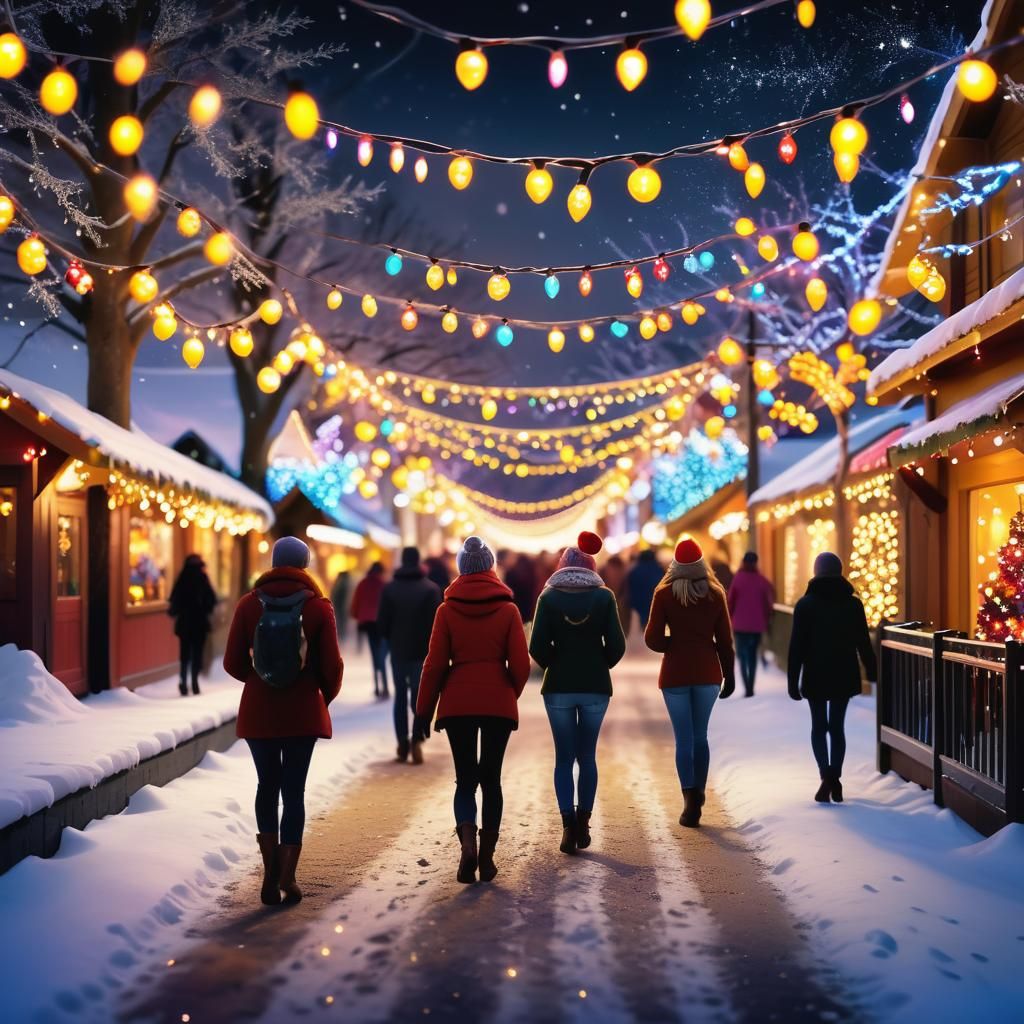 Festive Winter Wonderland: Christmas Lights in Digital Art