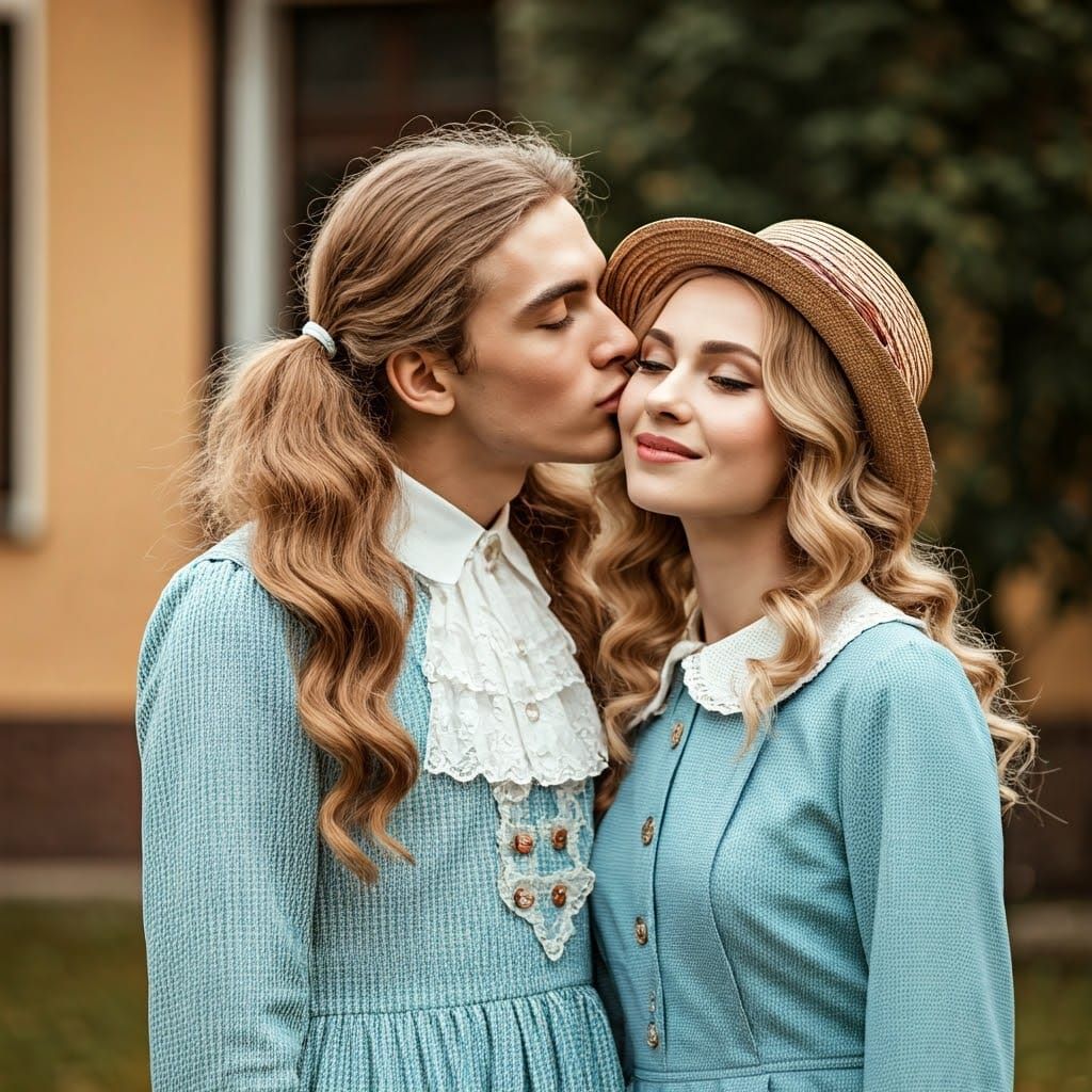 Elegant Moment of Tenderness in a Vintage-Inspired Setting
