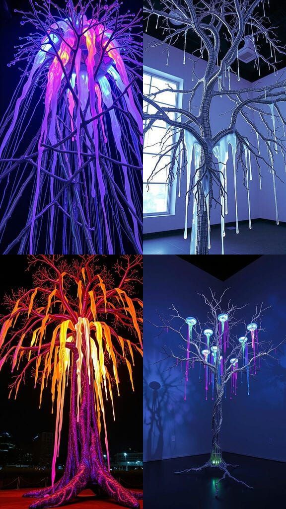 Sculpture of Dripping Metallic Bloom in Motion