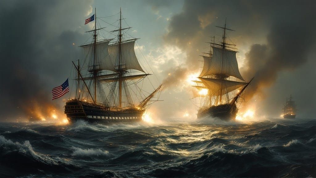 Naval Battle Scene: USS Constitution vs. HMS Guerriere