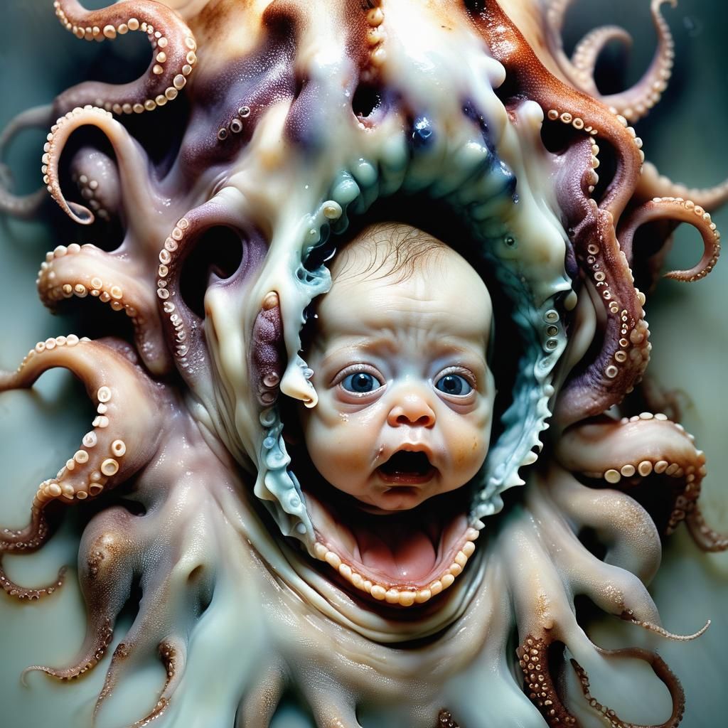 Alien Octopus Hybrid on Baby's Face: Photo