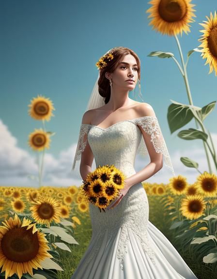 Sunflower Field Wedding in High Fantasy Style