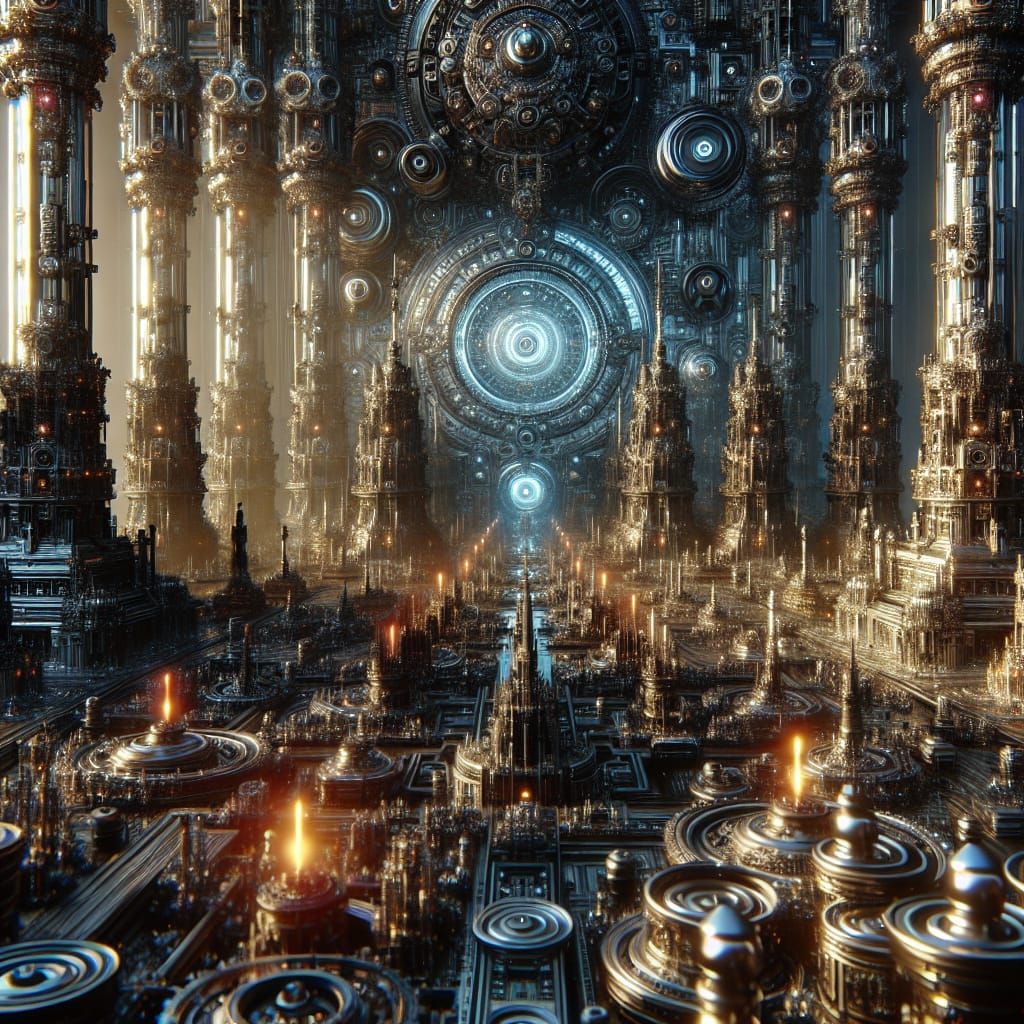 Mystique Gothic Landscape with Intricate Mech Details