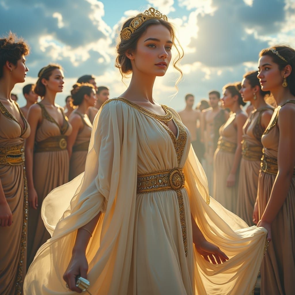 Mystical Greek Oracle Conveys Divine Prophecies in a Radiant...