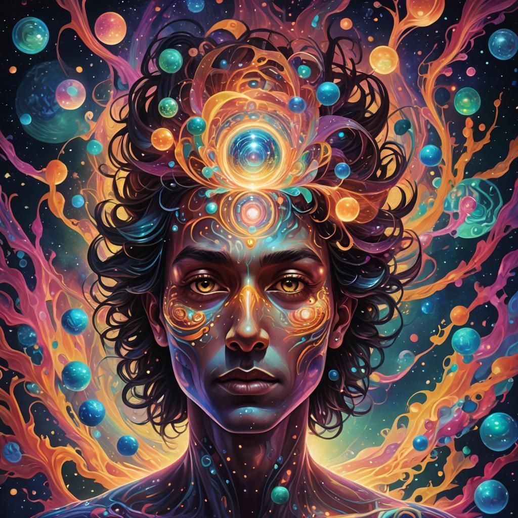 Cosmic Being in Surreal Astral Dreamscape