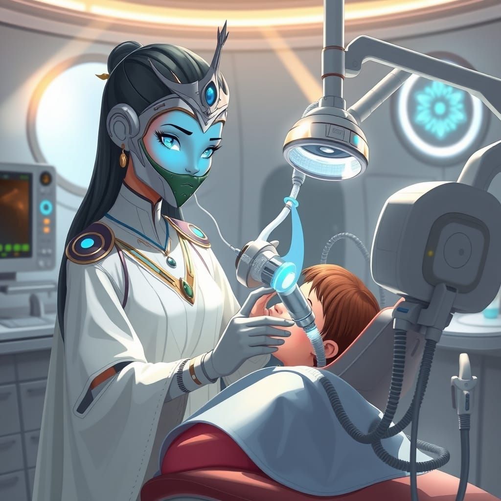 Galactic Princess Oversees Advanced Dental Clinic