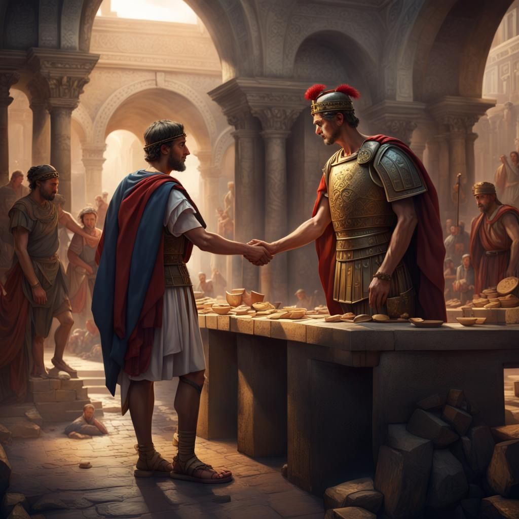 Roman Legionary Collecting Taxes: Art Nouveau Style