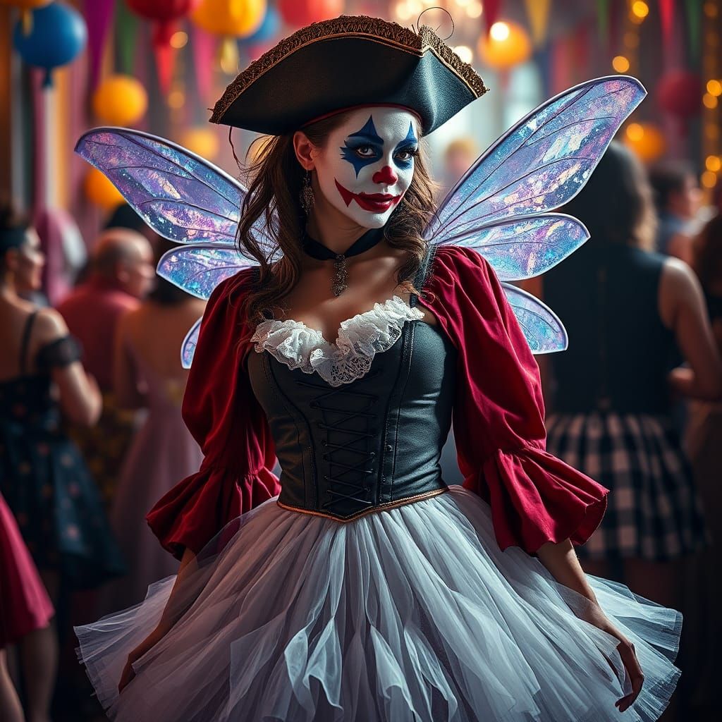 Surreal Costume Mashup: Pirate, Clown, Fairy, Ballerina
