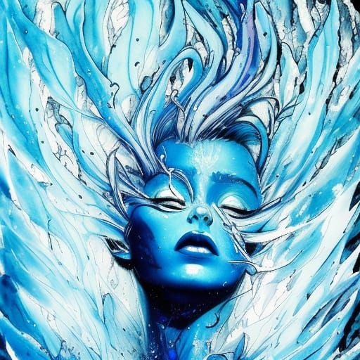 Elsa Emerges from a Dark Blue Sea