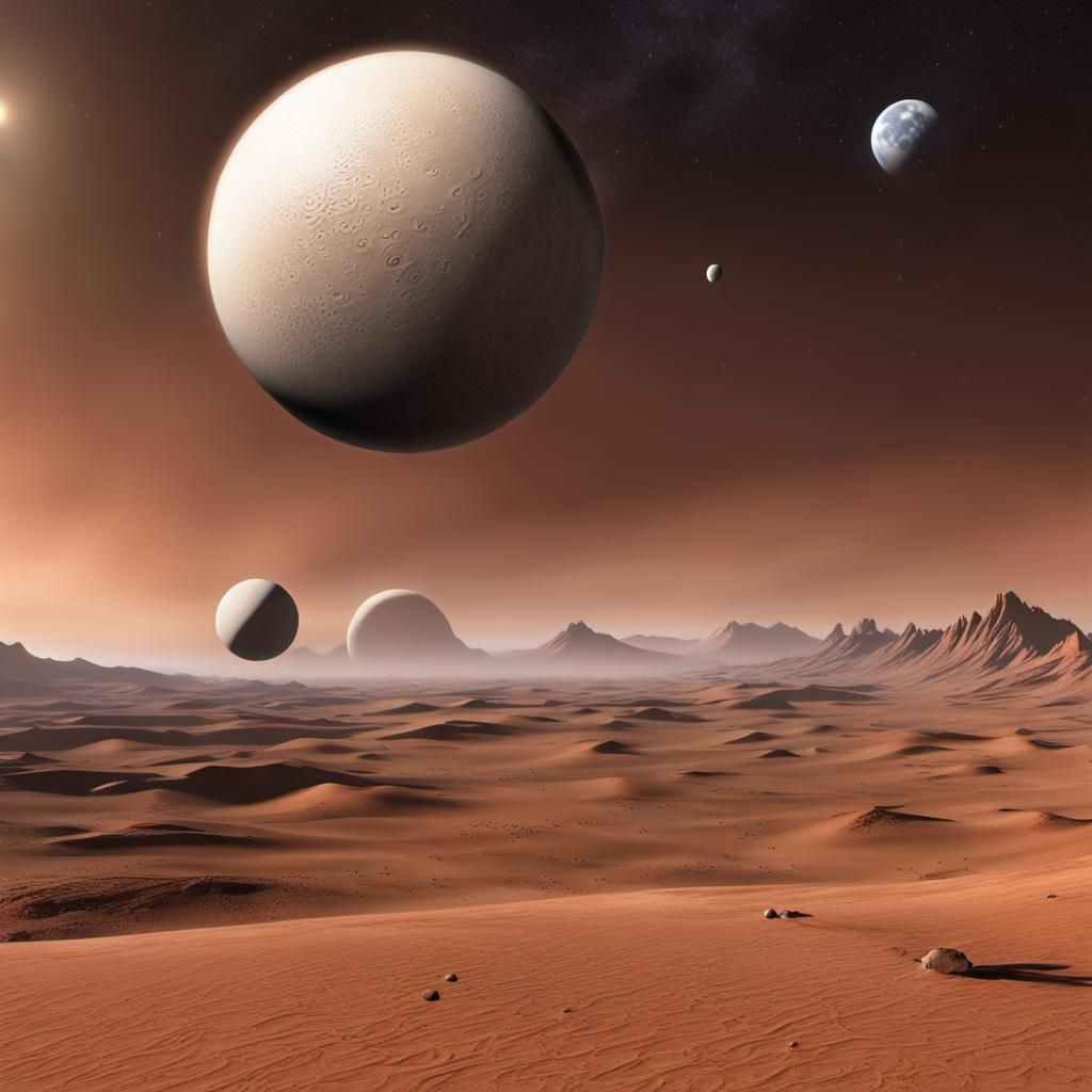 Dust Cloud on Desert Planet with Two Moons