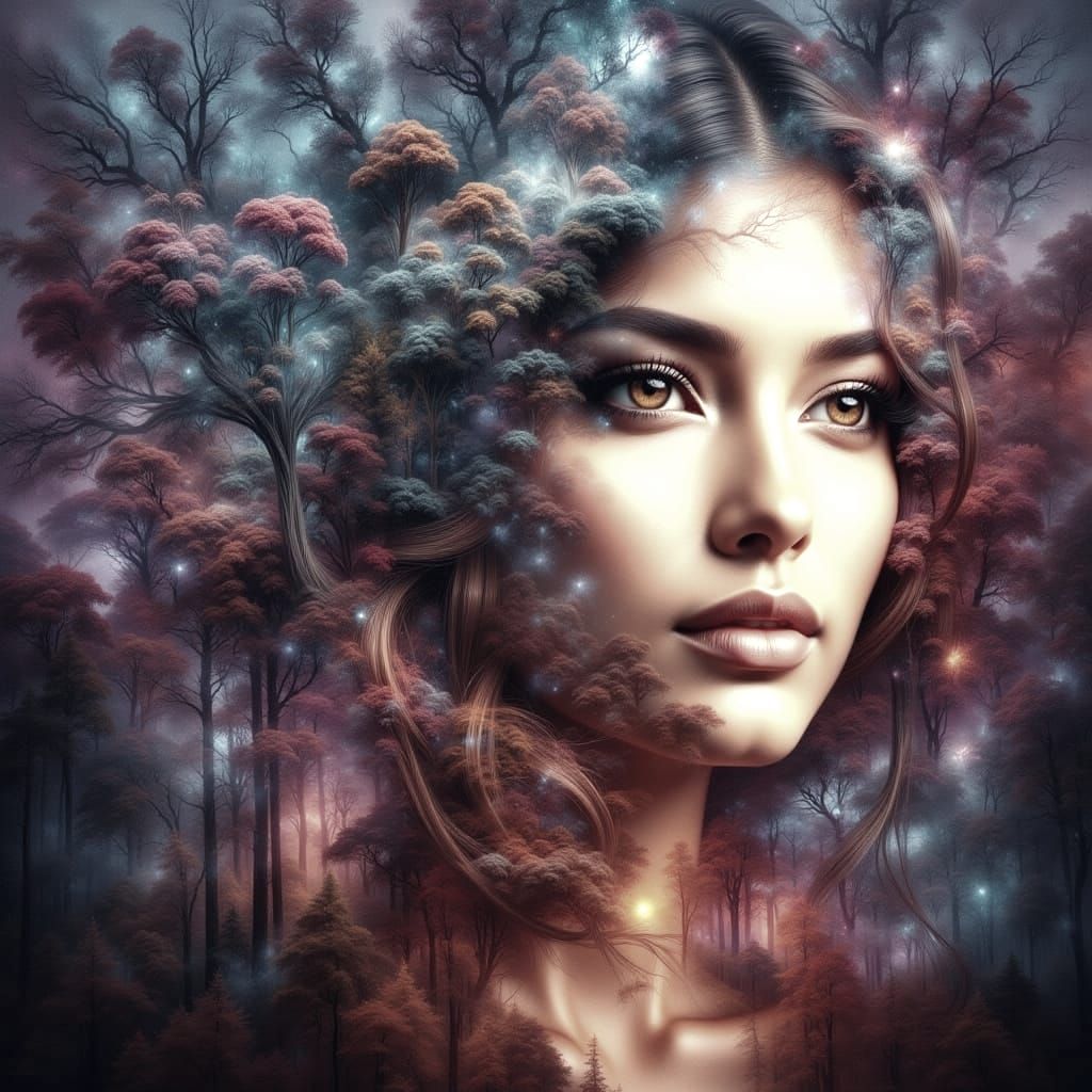 Radiant Woman in Abstract Jewel Tones