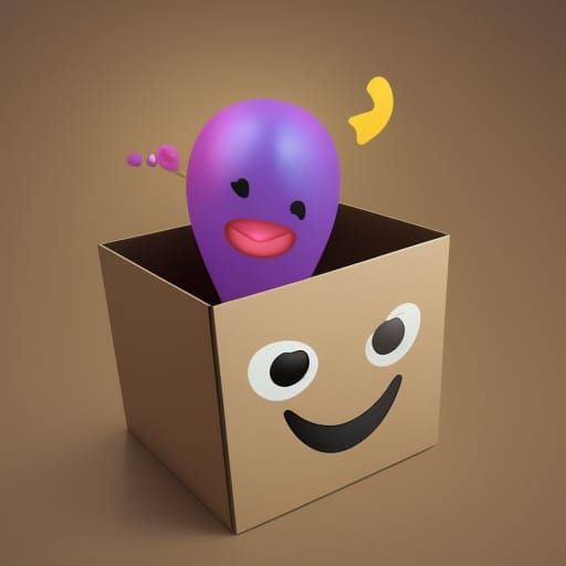 Cute Emoji Living in a Cardboard Box