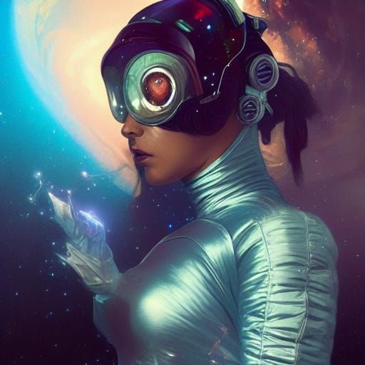 Lizard Queen in Space Suit: Hyperdetailed Portrait
