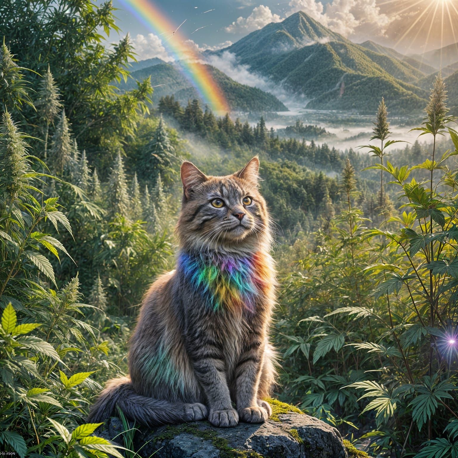 Rainbow Cat in Smoky Mountain Marijuana Field
