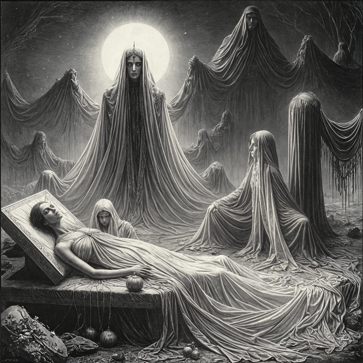Ethereal Illustration of Poe's Ligeia, 1909