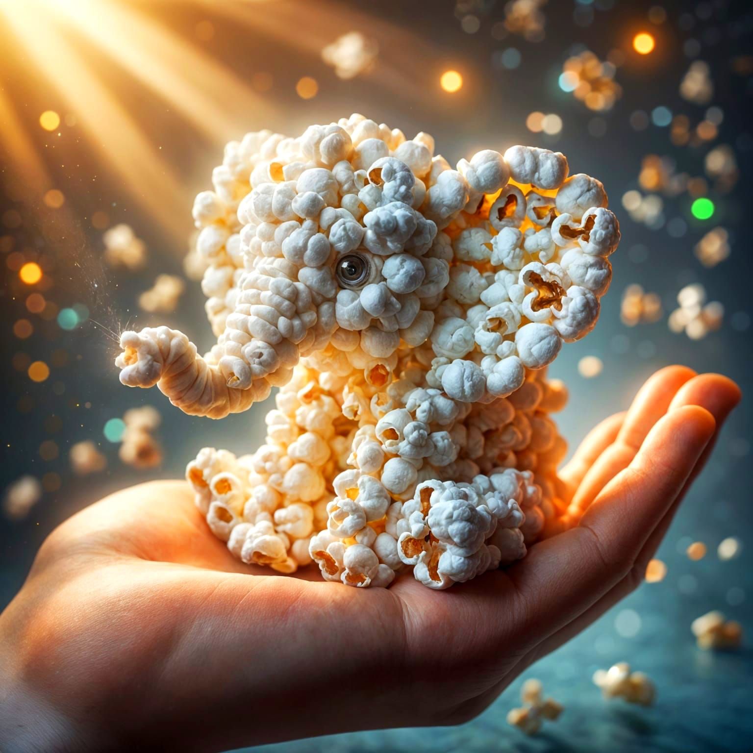 Popcorn Elephant in Hand: A Whimsical Creation
