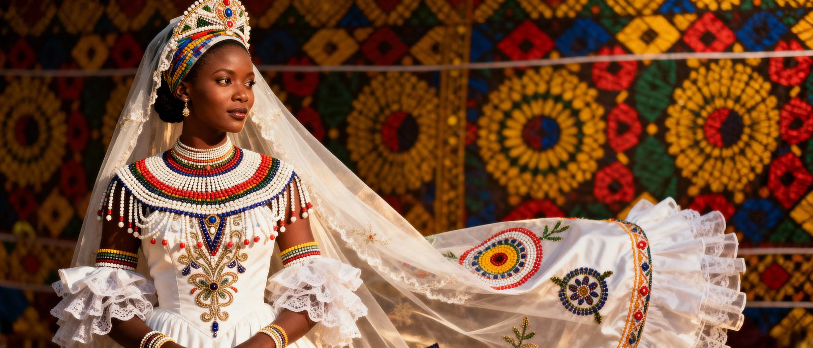1950s Kenyan Bride in Vibrant Traditional Attire