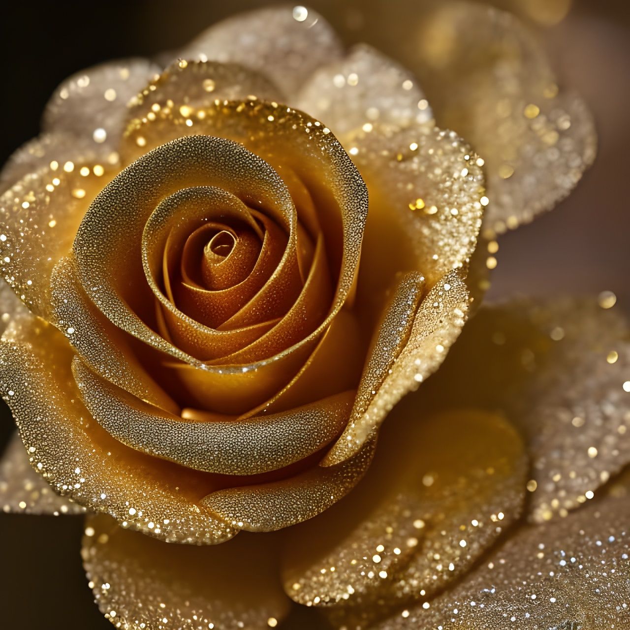 Diamond-Dewed Copper Rose: 3D Metal Sculpture