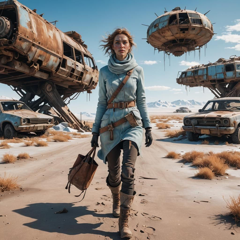 Vibrant Post-Apocalyptic Desert Landscape in Hyper Realistic...