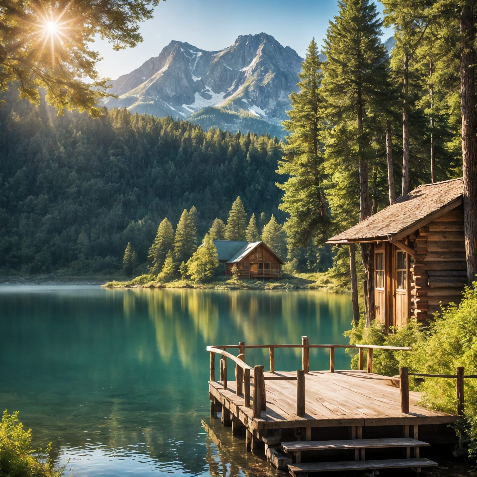 Idyllic Mountain Lake View in Panoramic Beauty