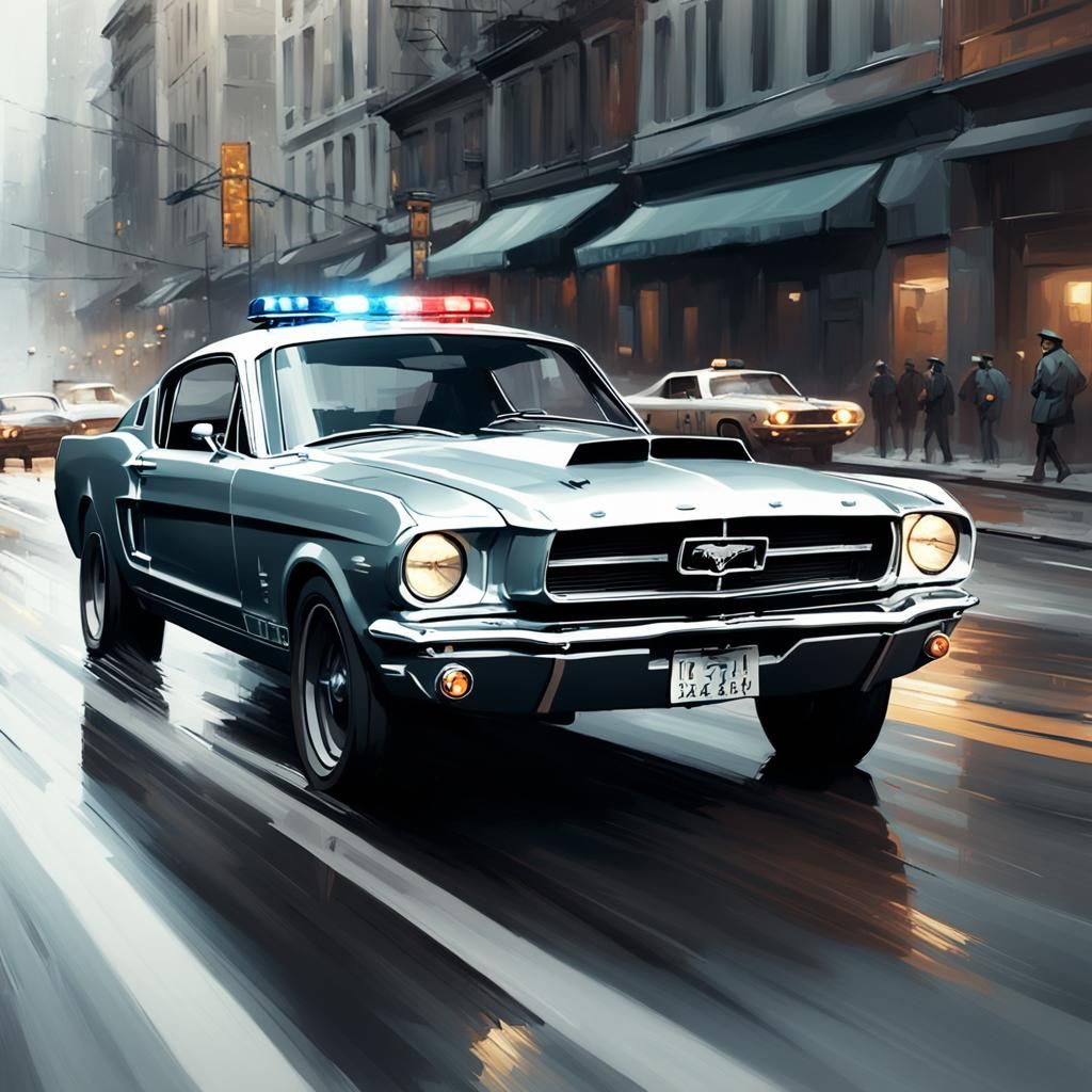Eleanor Mustang Police Chase: Cinematic Matte Painting