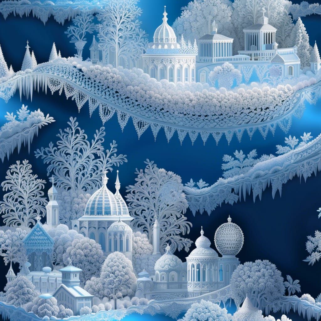 Lace Winter Landscape in Rococo Style