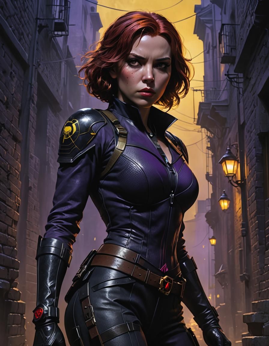 Black Widow: Dark Fantasy Assassin in Volumetric Lighting