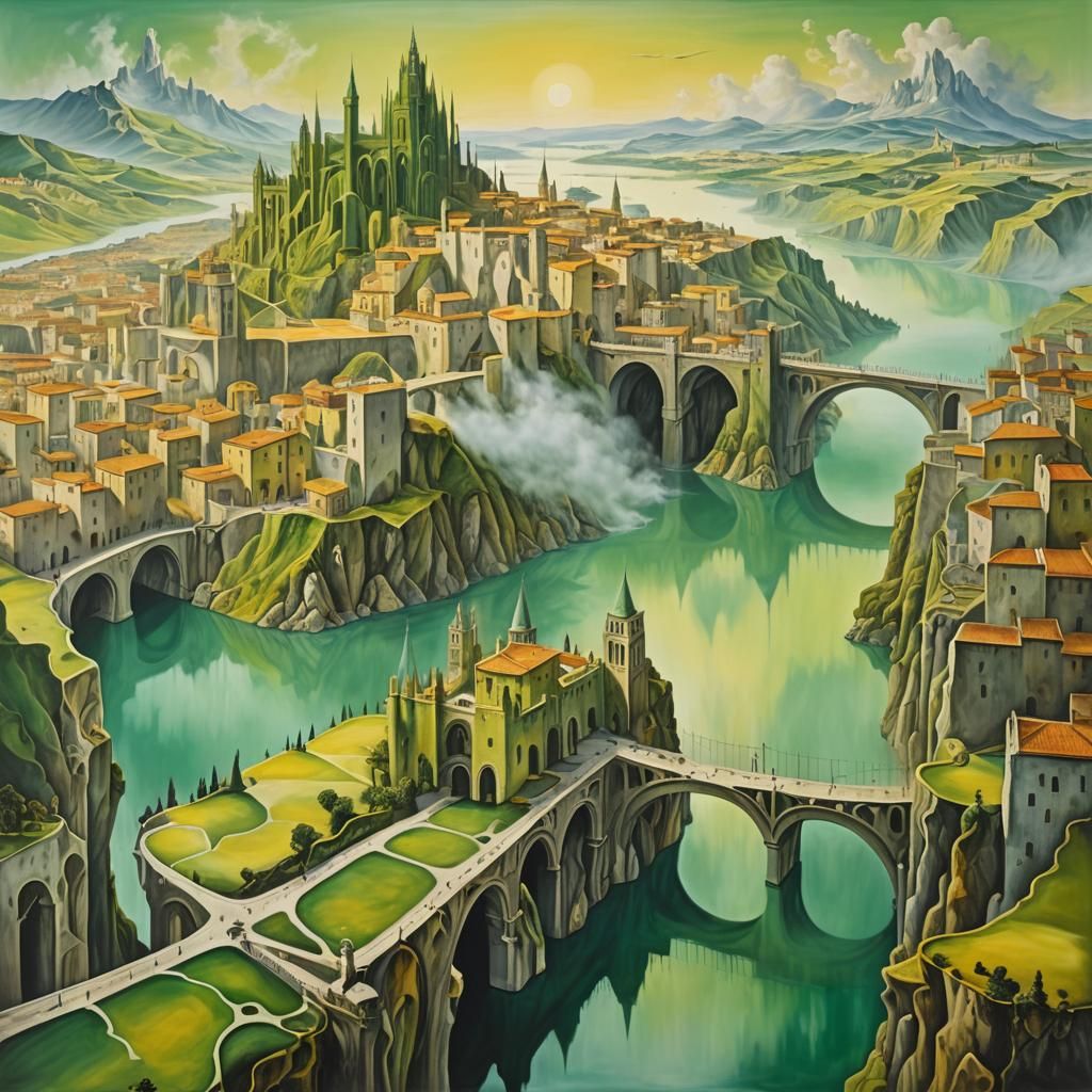 Surreal Medieval City of Marble and Fog